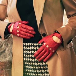 Deals ✔️ Fratelli Orsini Alessa (red) - Lambskin Leather Driving Gloves 🔔 22 Fratelli Orsini Alessa (red) - Lambskin Leather Driving Gloves
