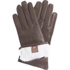 Fratelli Orsini Women's Gloves Francesca (brown) - Lambskin Leather Gloves With White Fur Lining
