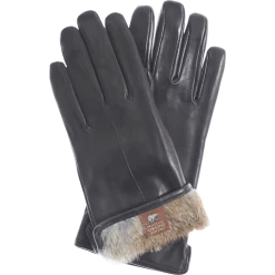 Fratelli Orsini Francesca (black) - Lambskin Leather Gloves With Brown Fur Lining Women's Gloves