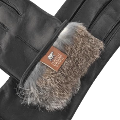 Fratelli Orsini Francesca (black) - Lambskin Leather Gloves With Brown Fur Lining Women's Gloves