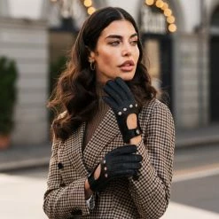 Fratelli Orsini Women's Gloves Maria (black) - American Deerskin Leather Driving Gloves