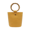 Fratelli Orsini Frida - Calf Leather Women’s Bucket Handbag With Circular Bamboo Handles Leather Bags