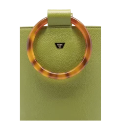 Fratelli Orsini Frida R - Calf Leather Women’s Bucket Handbag With Circular Resin Handles Leather Bags