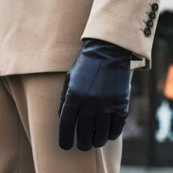 Fratelli Orsini Giovanni (black) - Lambskin Leather Gloves With Cashmere Lining & Touchscreen Men's Gloves