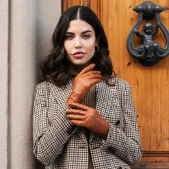 Fratelli Orsini Isabella (cognac) - Lambskin Leather Gloves With Cashmere Lining & Touchscreen