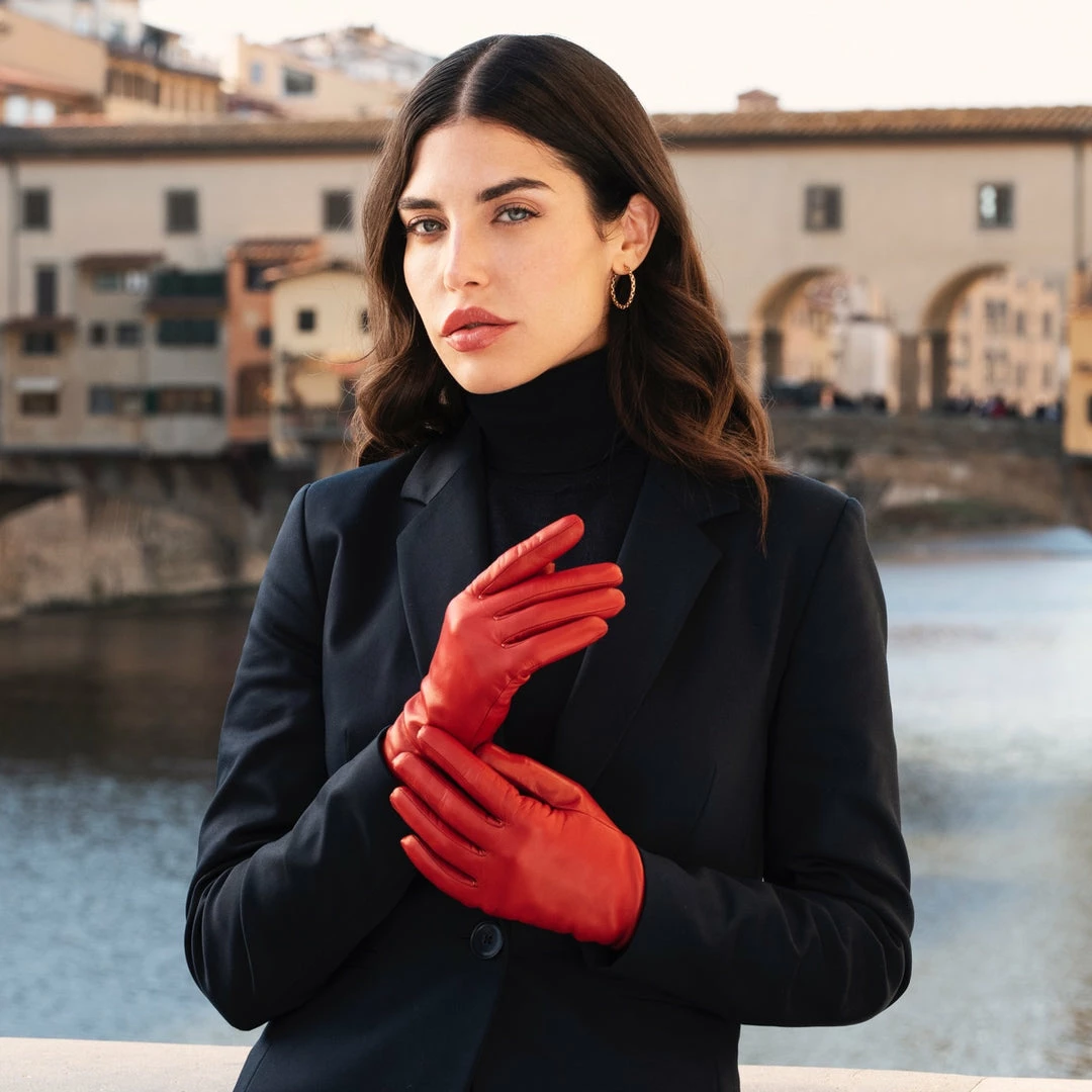 Coupon 😍 Fratelli Orsini Isabella (red) - Lambskin Leather Gloves With Cashmere Lining & Touchscreen 👩 Women's Gloves 💯 8 Fratelli Orsini Isabella (red) - Lambskin Leather Gloves With Cashmere Lining & Touchscreen Women's Gloves