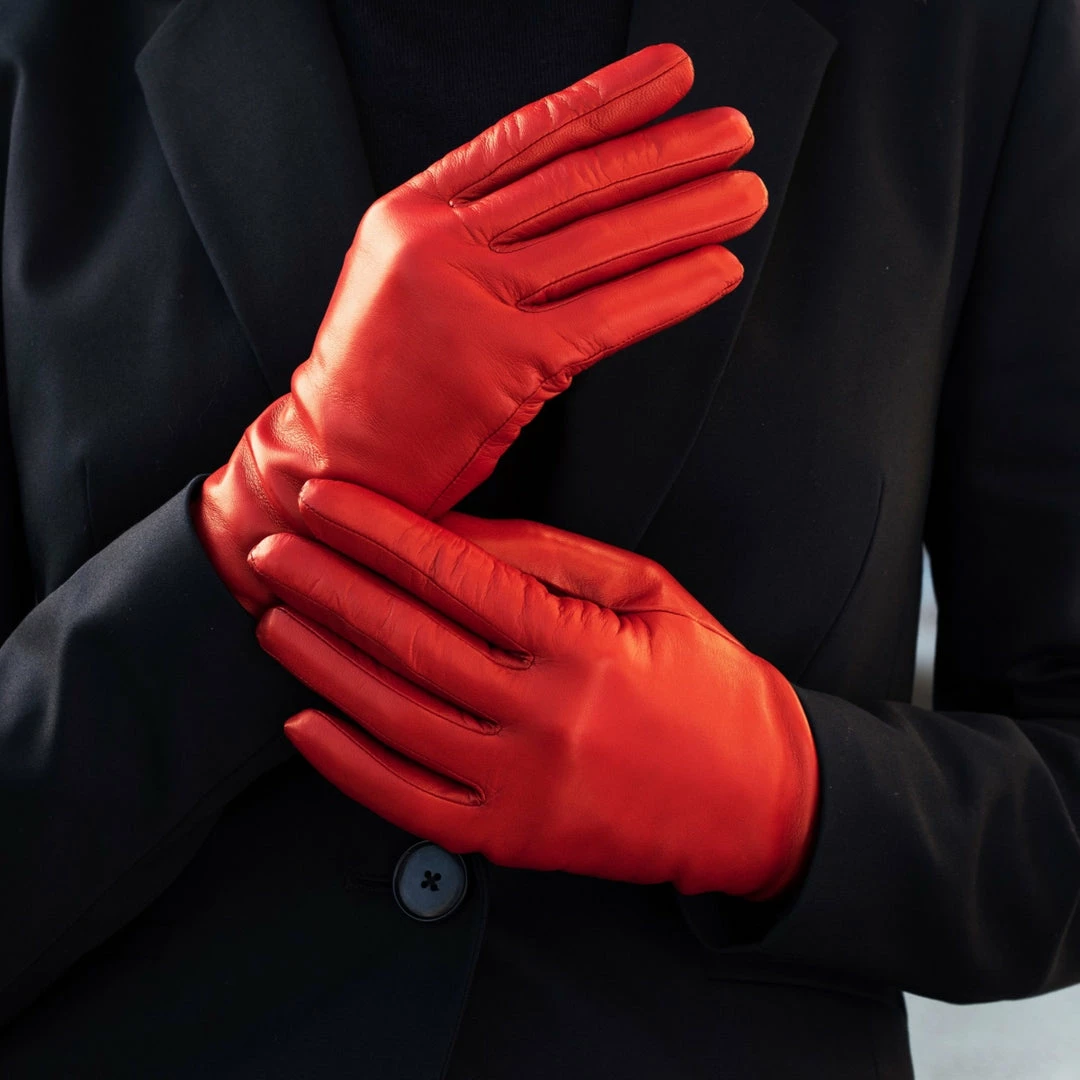Coupon 😍 Fratelli Orsini Isabella (red) - Lambskin Leather Gloves With Cashmere Lining & Touchscreen 👩 Women's Gloves 💯 9 Fratelli Orsini Isabella (red) - Lambskin Leather Gloves With Cashmere Lining & Touchscreen Women's Gloves