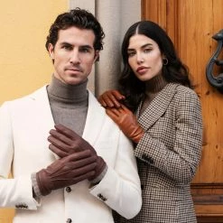 Fratelli Orsini Isabella (cognac) - Lambskin Leather Gloves With Cashmere Lining & Touchscreen