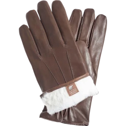 Fratelli Orsini Men's Gloves Marco (brown) - Lambskin Leather Gloves With White Fur Lining