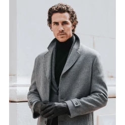 Fratelli Orsini Marco (black) - Lambskin Leather Gloves With White Fur Lining Men's Gloves