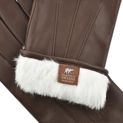 Fratelli Orsini Men's Gloves Marco (brown) - Lambskin Leather Gloves With White Fur Lining