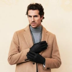 Fratelli Orsini Men's Gloves Antonio (black) - Peccary Leather Gloves With Cashmere Lining