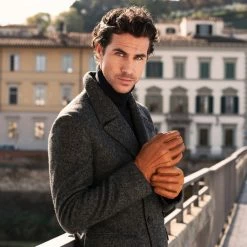 Fratelli Orsini Antonio (brown) - Peccary Leather Gloves With Cashmere Lining Men's Gloves