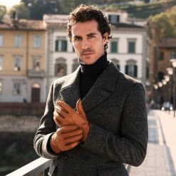 Fratelli Orsini Antonio (brown) - Peccary Leather Gloves With Cashmere Lining Men's Gloves